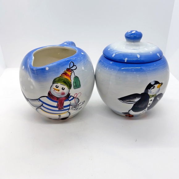 Handpainted winter cream and sugar set by The Bay - Picture 4 of 9